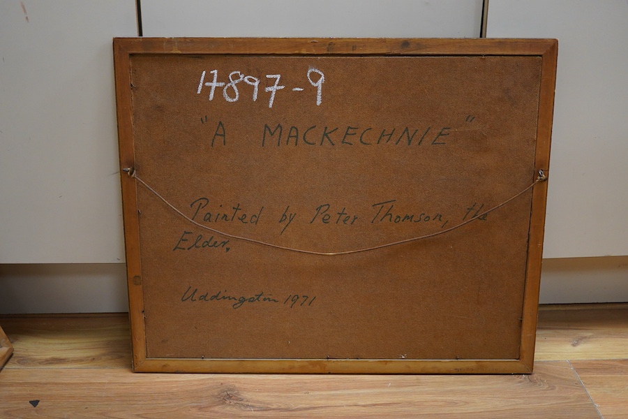 Peter Thomson, still life, ‘A Mackechnie’, initialled, impasto oil on board, 45 x 57cm